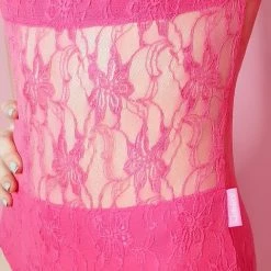 Frilledneck Fashion Lace Leotard - Watermelon