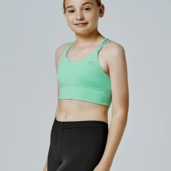 Running Bare Girls Lotus Duo Sports Crop - Neo Mint Marle Dancewear