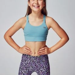 Running Bare Girls Lotus Duo Sports Crop - Sky Marle