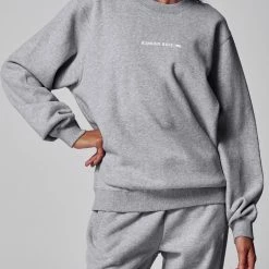 Running Bare Legacy Crew Sweat - Silver Marle (Adult)