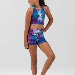 Sylvia P Chromatic Reversible Cropped Singlet Tops