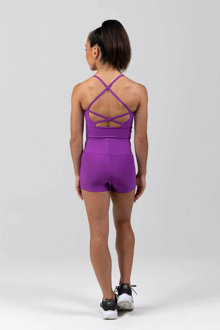 Sylvia P Mulberry Long Line Cropped Singlet