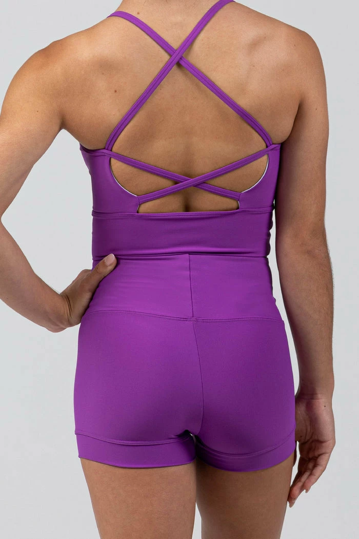 Sylvia P Mulberry Long Line Cropped Singlet