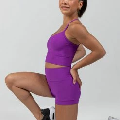 Sylvia P Mulberry Long Line Cropped Singlet