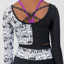 Sylvia P Two-Tone Cropped Long Sleeve Top