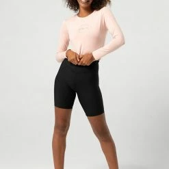 Bloch Off Duty Long Sleeve Script Crop | Dusty Rose $49.95 Bloch Original Tees